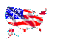 Outline of U.S. with waving flag