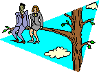 two people sitting on tree limb