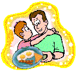 Father and Son with Breakfast Plate