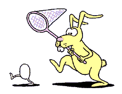 Rabbit chasing running egg