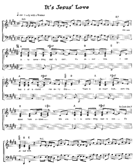 Score for first part of 'It's Jesus' Love'