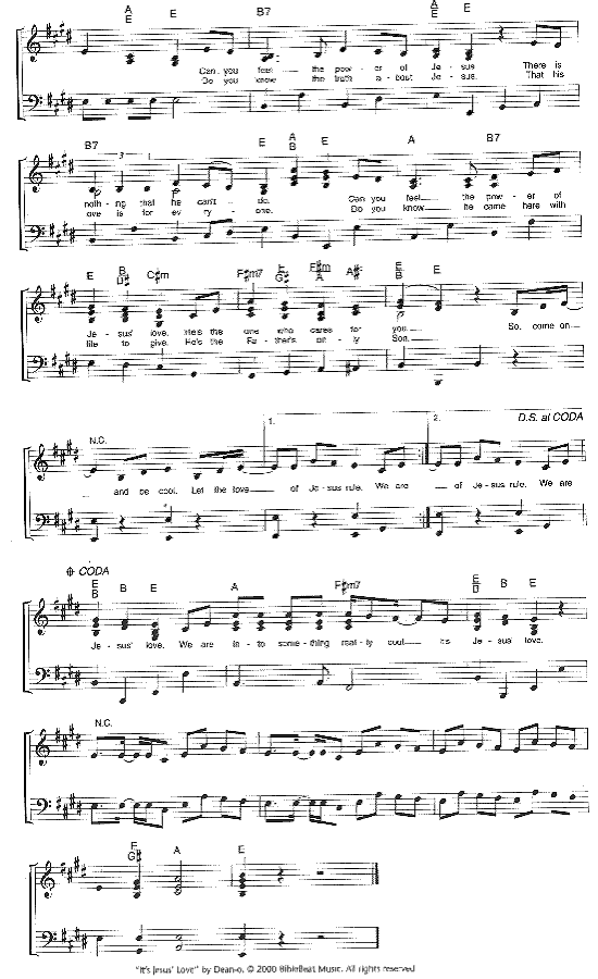 Score for page 2 of 'Its Jesus Love'
