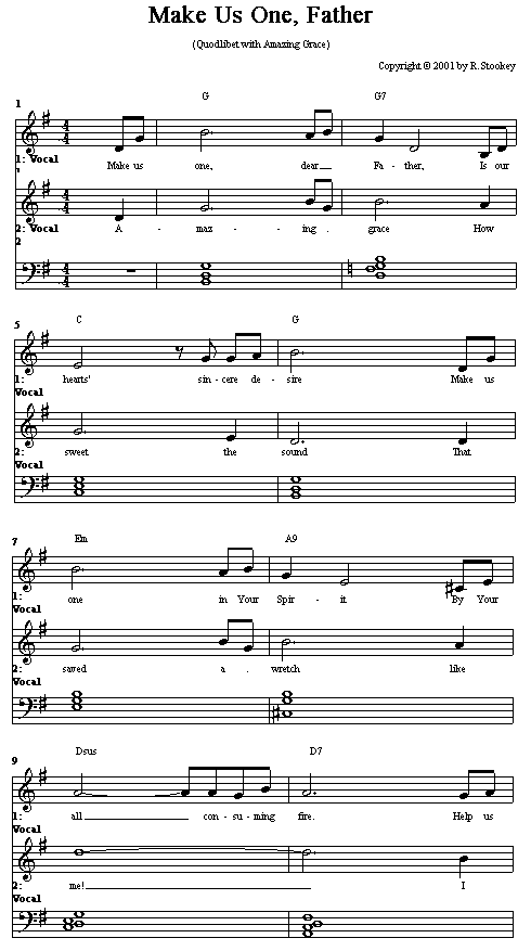 Score for first part of 'Make Us One, Father'