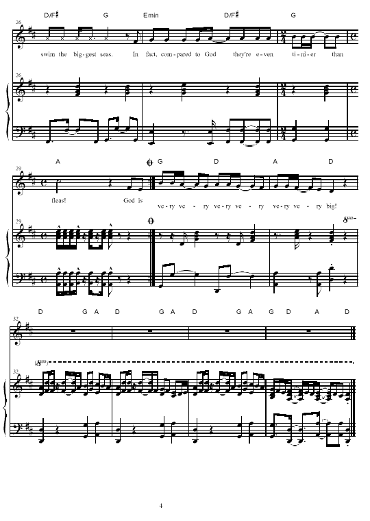 Score for fourth page of 'God Is Big'