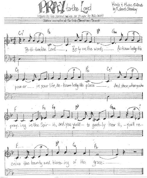 Original Score for 'Pray To The Lord'