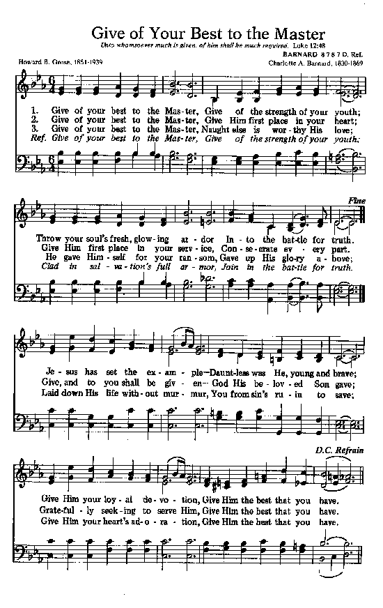 Score for 'Give Of Your Best To The Master'