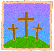 Three crosses on hill