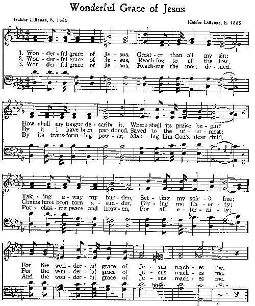 Score for first part of 'Wonderful Grace of Jesus'