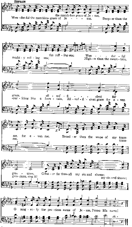 Score for page 2 of 'Wonderful Grace of Jesus'